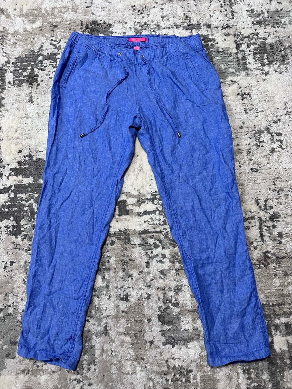 Lilly Pulitzer Royal Blue Drawstring 100% Linen-Blend Capris